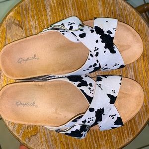 Cow print sandals